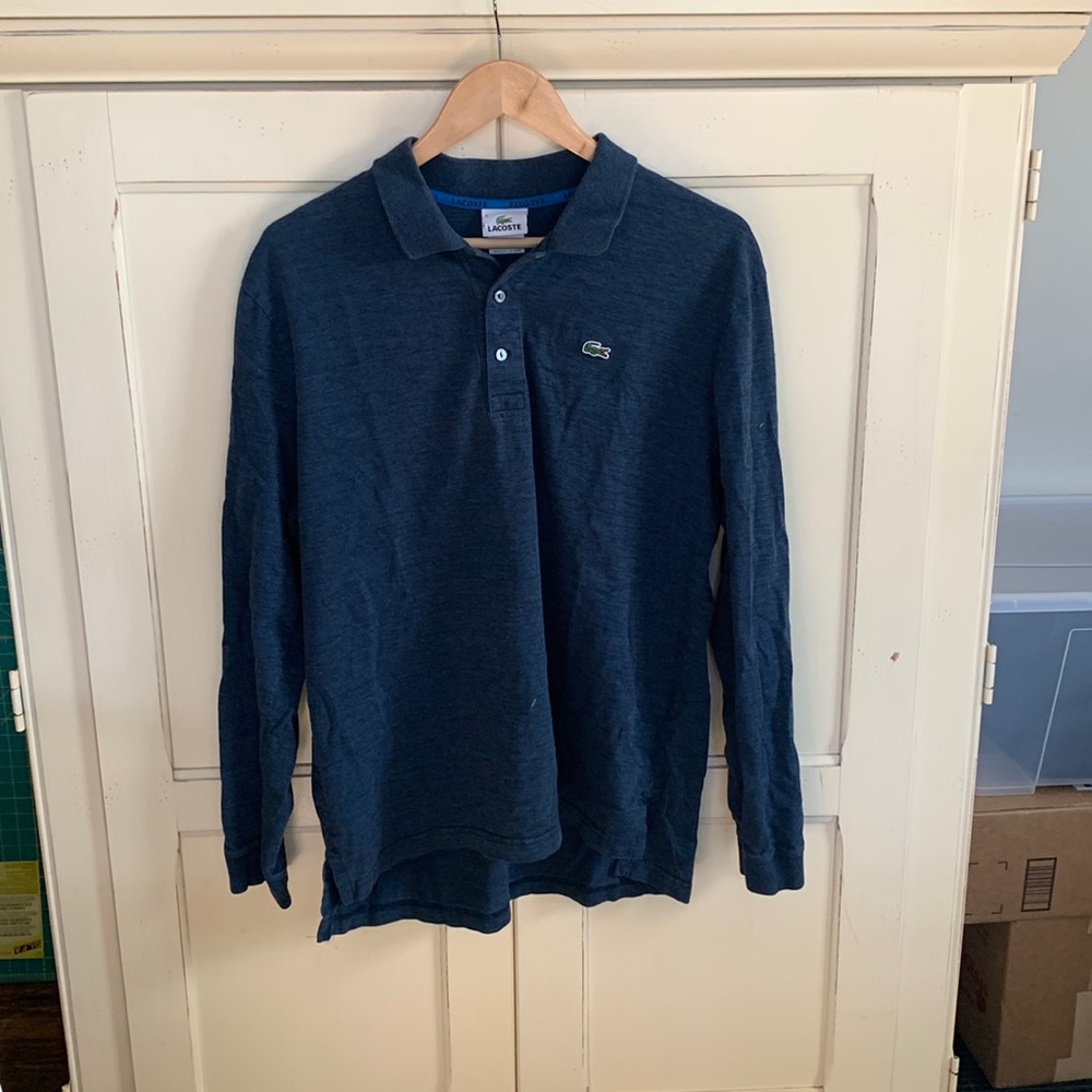 Men’s Lacoste Navy long sleeved polo